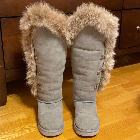Australia Luxe Collective Shoes - Australia Luxe Nordic Angel gray fur boots